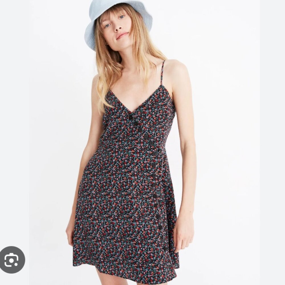 Madewell Silk Button-Wrap Cami Dress in Fieldwalk Floral
